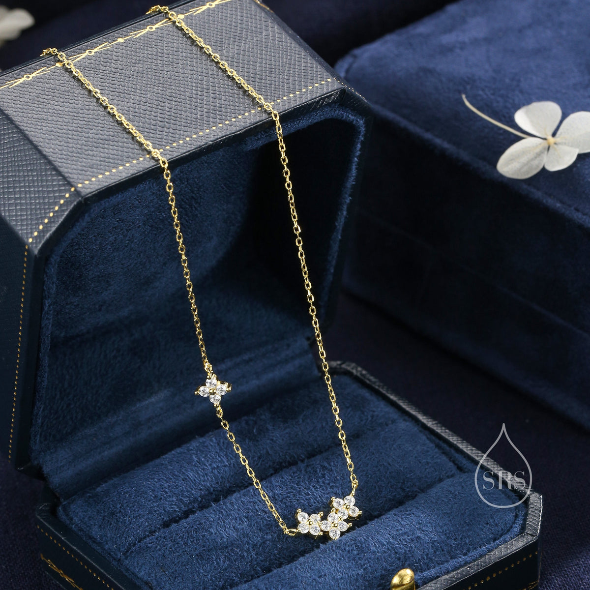 CZ Hydrangea Bouquet Charm Necklace