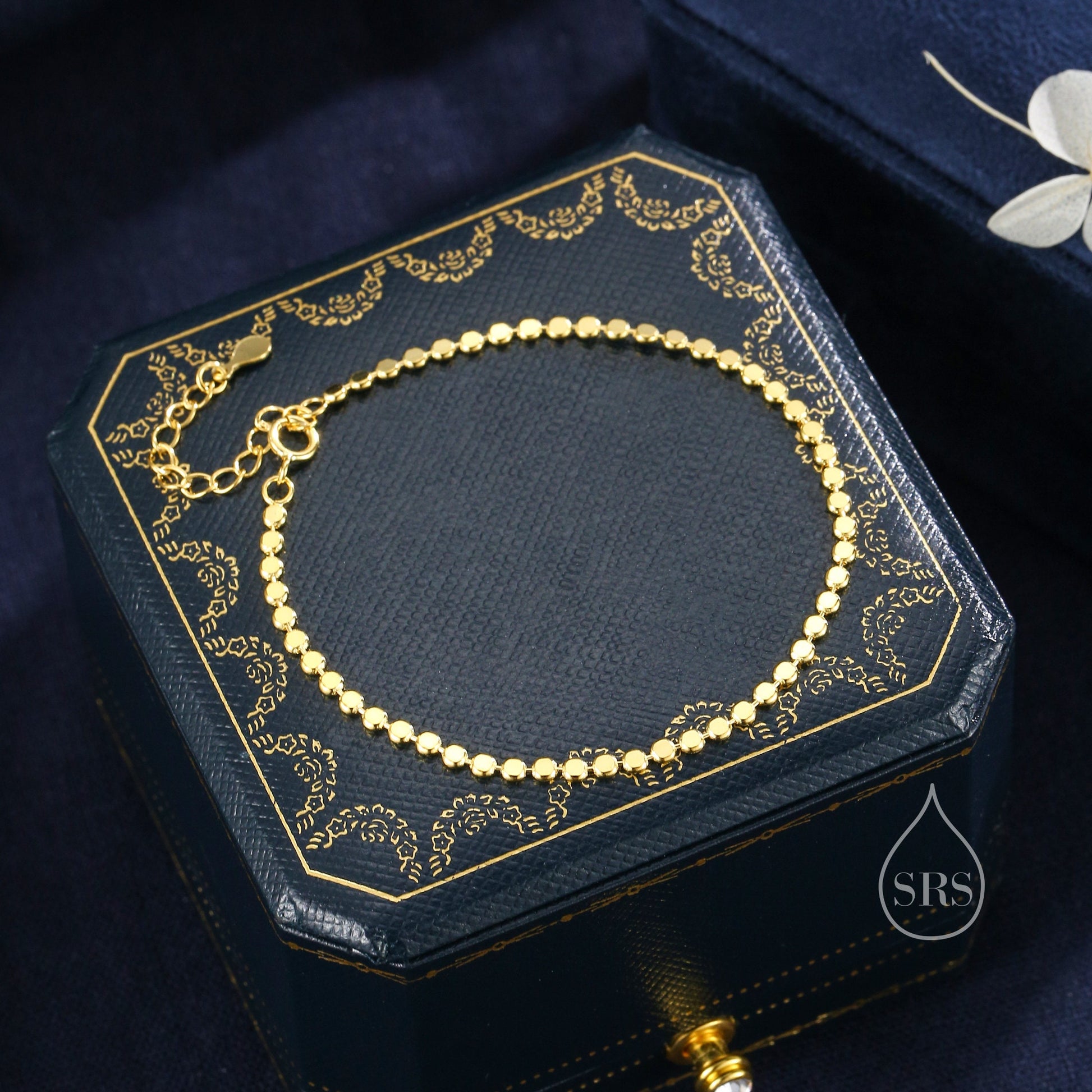 Sterling Silver Skinny Disk Chain Bracelet in Sterling Silver, Silver or Gold, Single Layer Bracelet, Minimalist Bracelet, Ball Chain