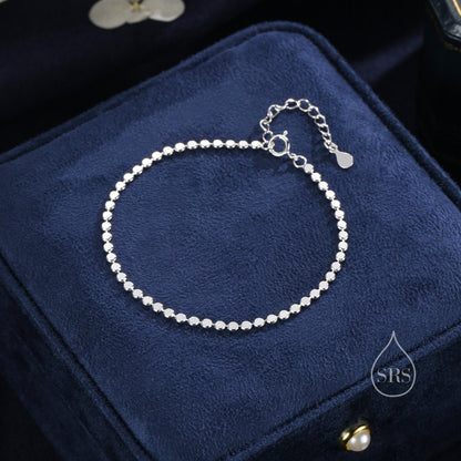 Sterling Silver Skinny Disk Chain Bracelet in Sterling Silver, Silver or Gold, Single Layer Bracelet, Minimalist Bracelet, Ball Chain