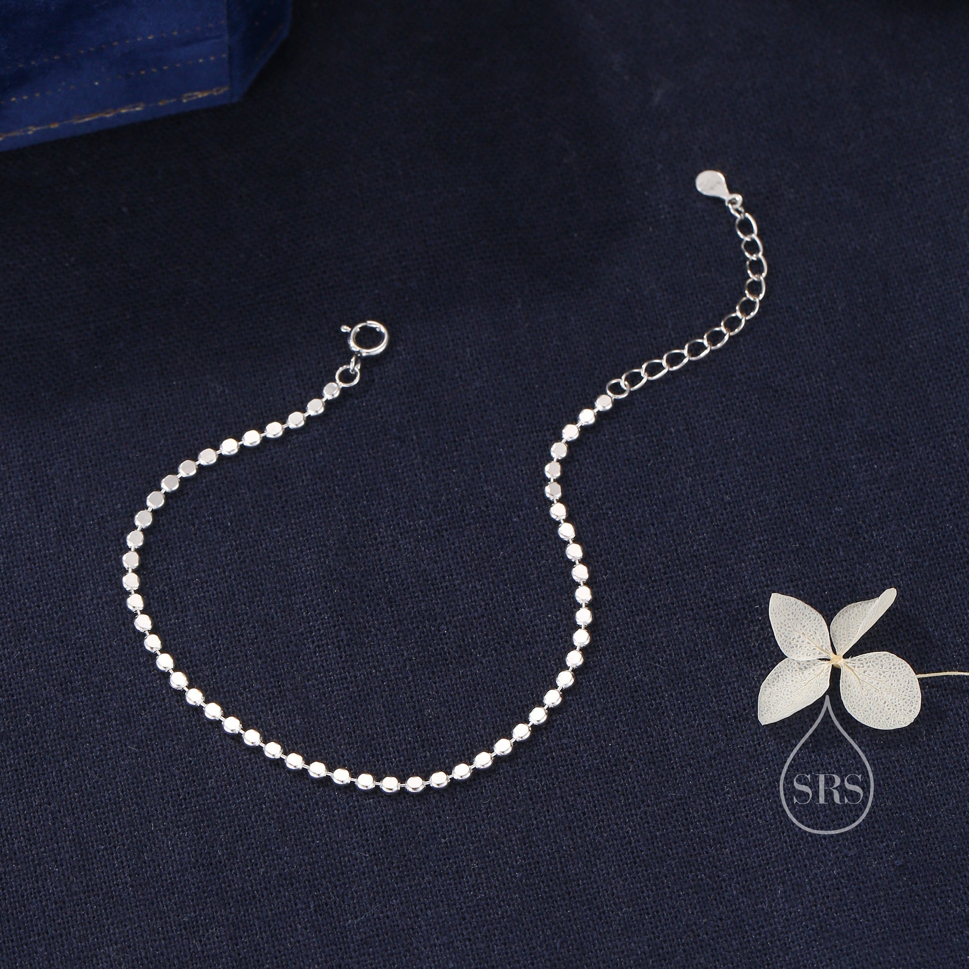 Sterling Silver Skinny Disk Chain Bracelet in Sterling Silver, Silver or Gold, Single Layer Bracelet, Minimalist Bracelet, Ball Chain