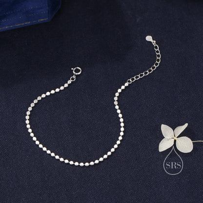 Sterling Silver Skinny Disk Chain Bracelet in Sterling Silver, Silver or Gold, Single Layer Bracelet, Minimalist Bracelet, Ball Chain