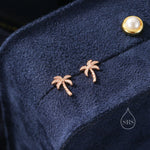 Sterling Silver Tiny Palm Tree Stud Earrings Earrings, Silver or Gold or Rose Gold, Small Palm Tree Earrings, Coconut Tree Stud