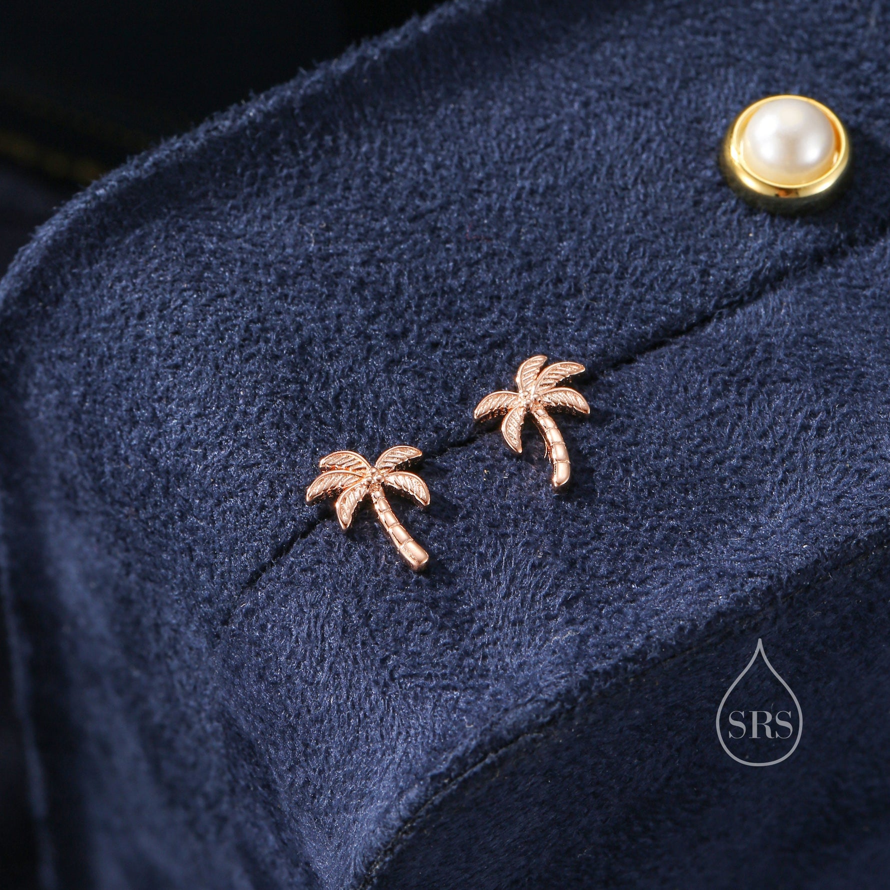 Sterling Silver Tiny Palm Tree Stud Earrings Earrings, Silver or Gold or Rose Gold, Small Palm Tree Earrings, Coconut Tree Stud