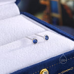 Sapphire Blue CZ Bezel Stud Earrings in Sterling Silver, Available in 3mm, 4mm, 5mm, Brilliant Cut CZ Earrings, Minimal CZ Stud