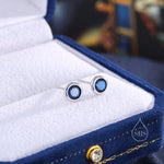 Sapphire Blue CZ Bezel Stud Earrings in Sterling Silver, Available in 3mm, 4mm, 5mm, Brilliant Cut CZ Earrings, Minimal CZ Stud
