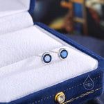 Sapphire Blue CZ Bezel Stud Earrings in Sterling Silver, Available in 3mm, 4mm, 5mm, Brilliant Cut CZ Earrings, Minimal CZ Stud