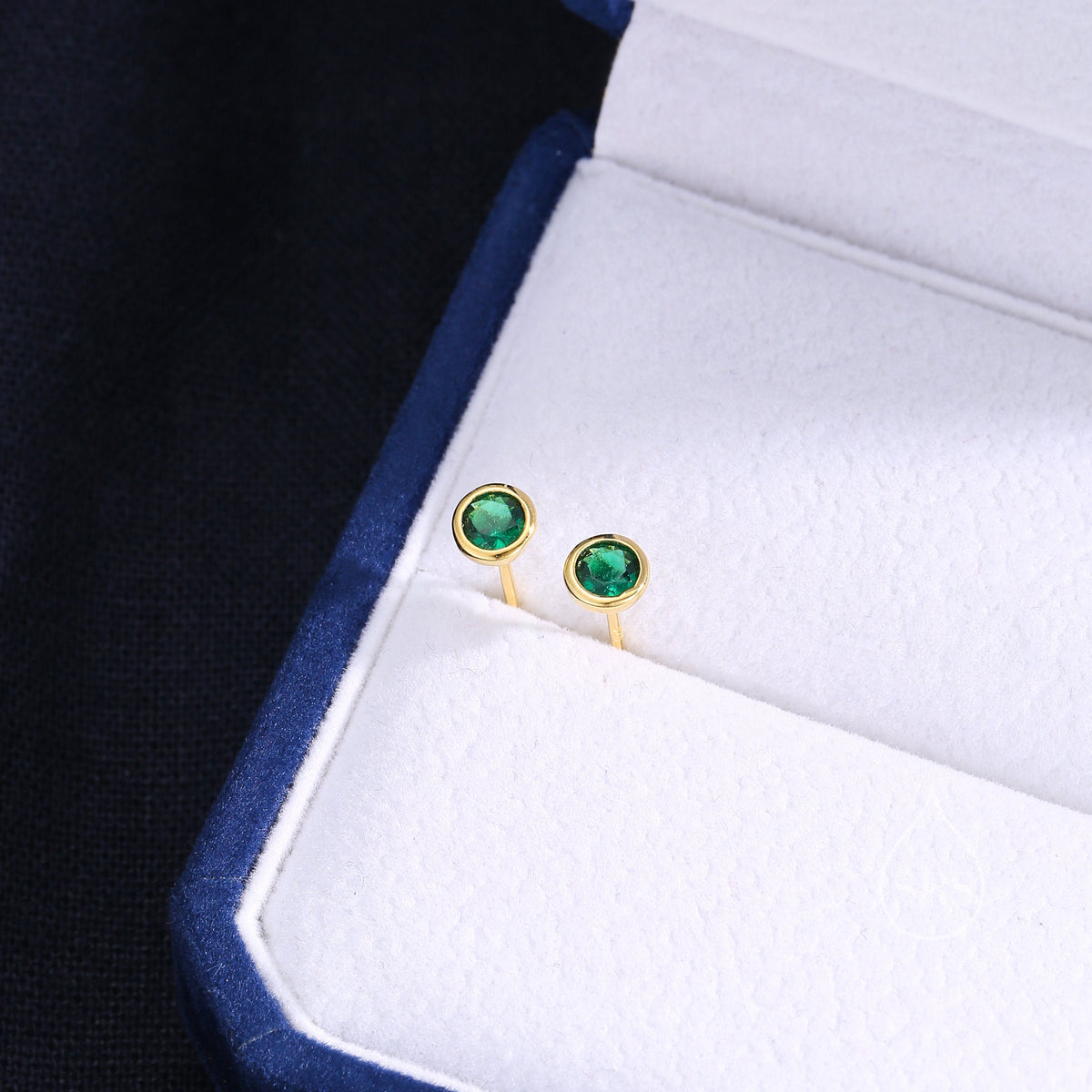 Emerald Green CZ Bezel Stud Earrings in Sterling Silver, Available in 3mm, 4mm, 5mm, Brilliant Cut CZ Earrings, Minimal CZ Stud