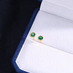Emerald Green CZ Bezel Stud Earrings in Sterling Silver, Available in 3mm, 4mm, 5mm, Brilliant Cut CZ Earrings, Minimal CZ Stud