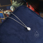 1 Carat Moissanite Solitaire Pear Cut Pendant Necklace in Sterling Silver, 1 Ct Moissanite Diamond Droplet Necklace, 5x8mm Moissanite