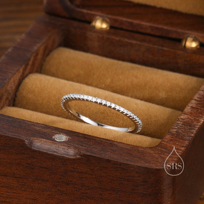 Extra Skinny CZ Pave Ring in Sterling Silver, Silver or Gold, Eternity Ring, US 5 - 8