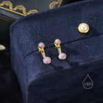 Purple Opal Ear Jacket in Sterling Silver, Silver or Gold, Lab Purple Opal Bezel Earrings, Front and Back Earrings