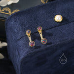 Black Opal Ear Jacket in Sterling Silver, Silver or Gold, Lab Opal Bezel Earrings, Front and Back Black Opal Earrings