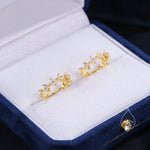 Hydangea Flower Motif Hoop Earrings in Sterling Silver, Silver, Gold, CZ Flower Hoops