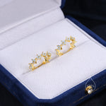 Hydangea Flower Motif Hoop Earrings in Sterling Silver, Silver, Gold, CZ Flower Hoops