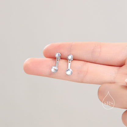 Moonstone Ear Jacket in Sterling Silver,  Silver or Gold, Lab Moonstone Bezel Earrings, Front and Back Earrings