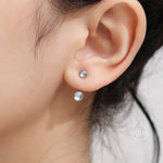 Sale!Moonstone Ear Jacket in Sterling Silver, Silver or Gold, Lab Moonstone Bezel Earrings, Front and Back Earrings