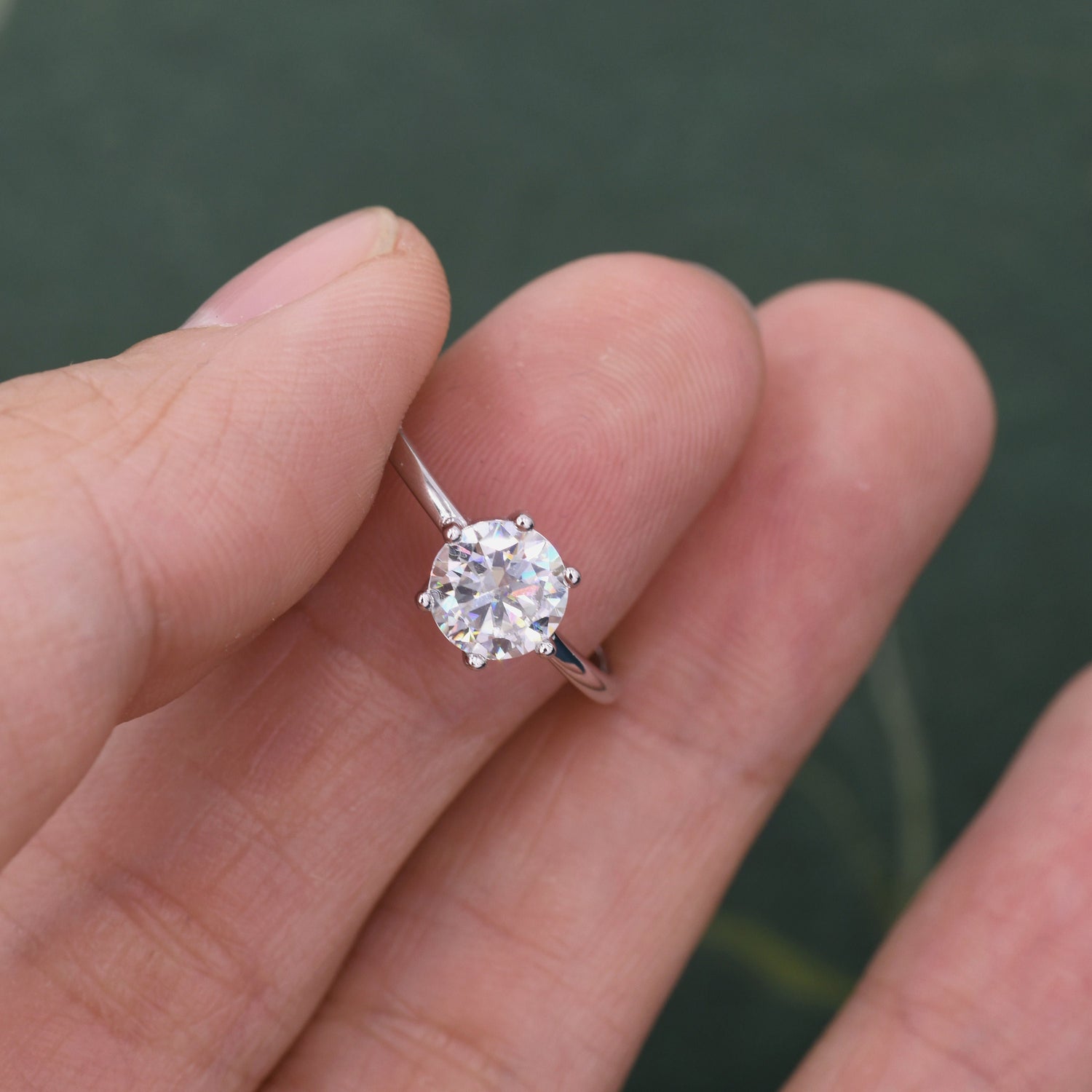 1 Carat Six-Prong Moissanite Engagement Ring