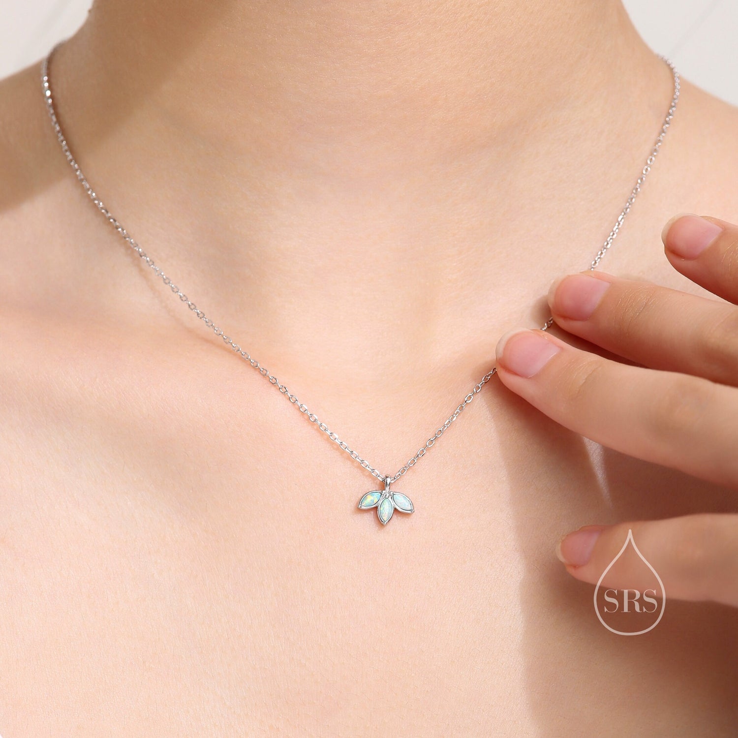Green Opal Leaf Pendant Necklace