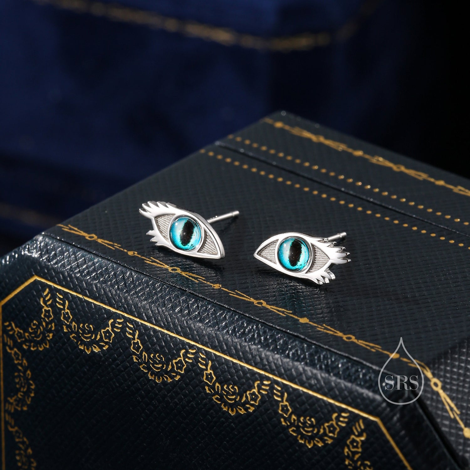 Evil Eye Stud Earrings in Sterling Silver, Silver or Gold, Eye Earrings, Blue Eye Earrings