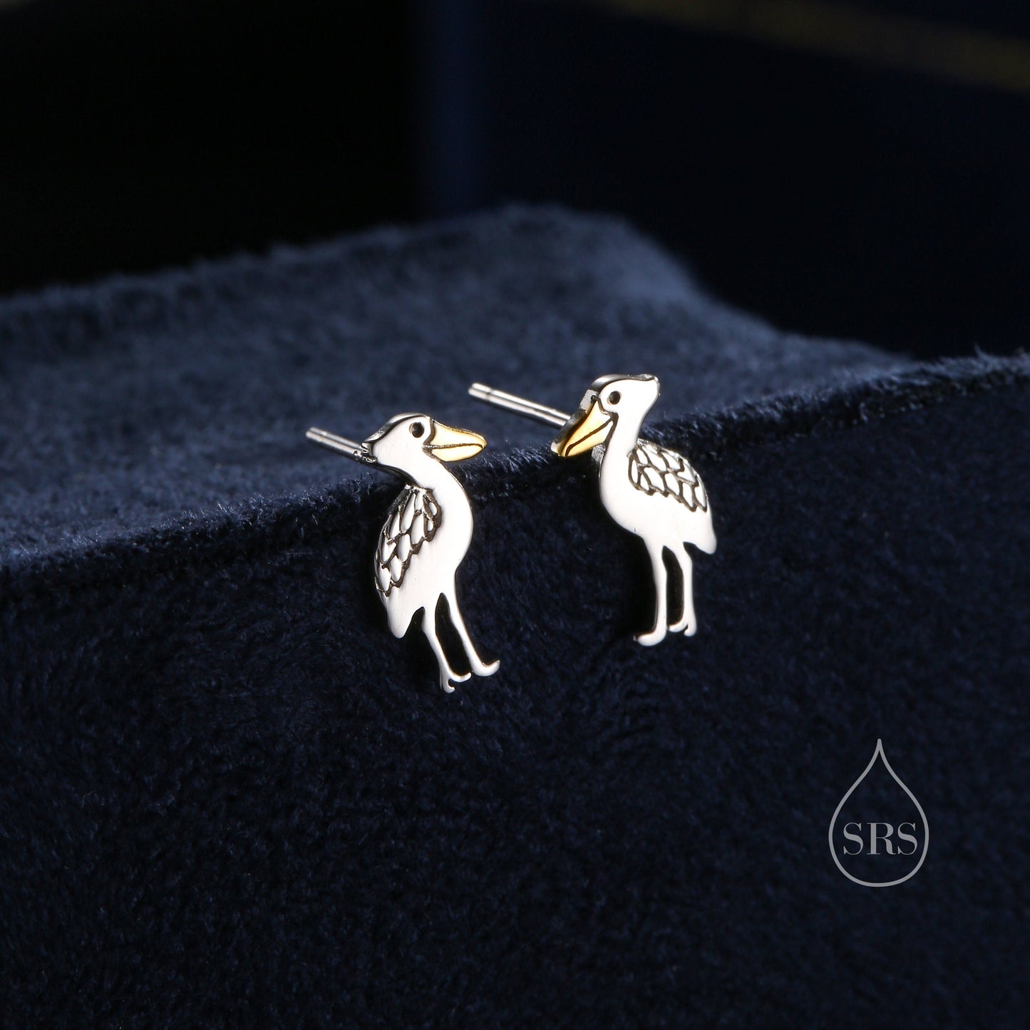 Sterling Silver Shoebill Stud Earrings, Cute Shoe Bill Stork Stud Earrings, Fun and Quirky Shoebill Jewellery