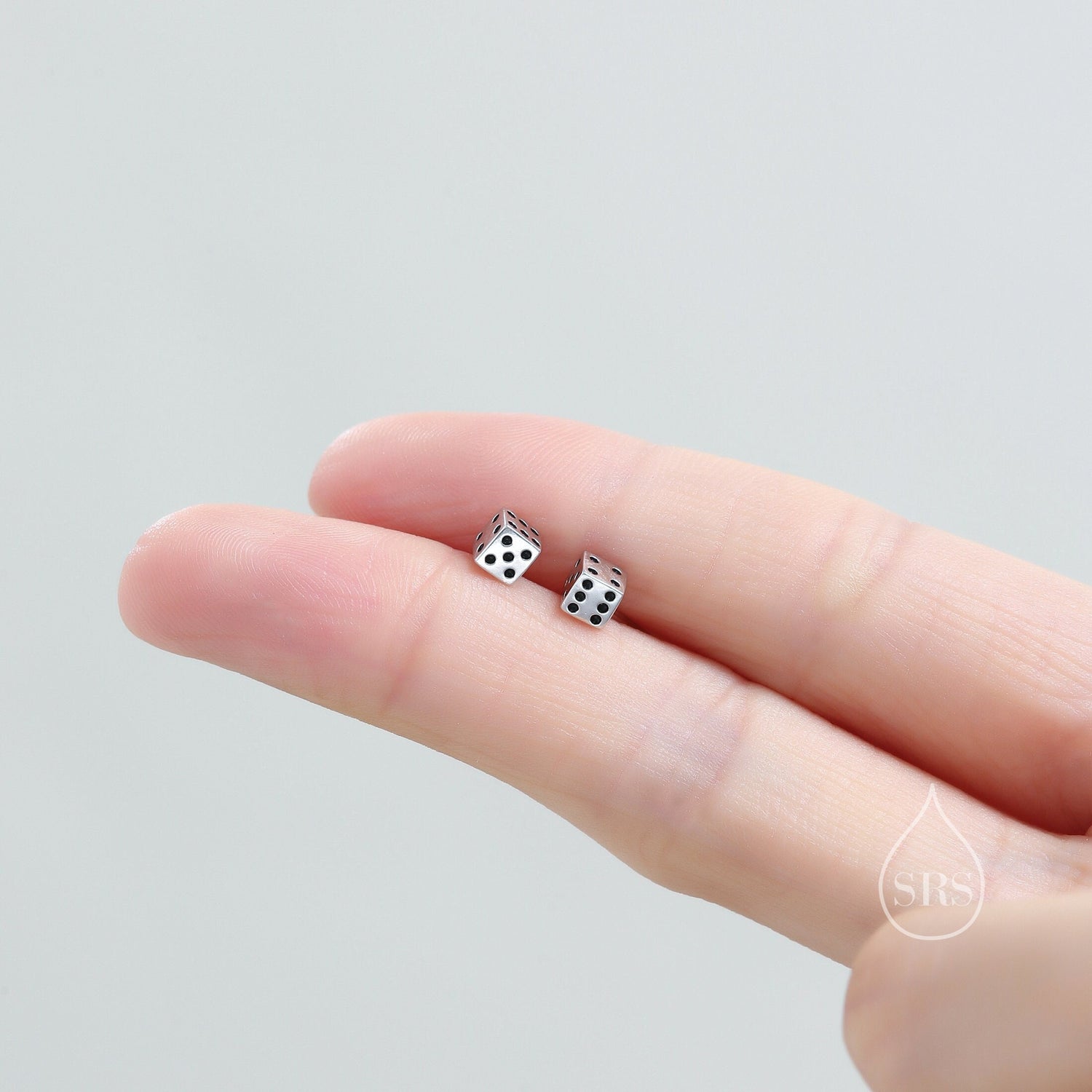 Dice Stud Earrings in Sterling Silver, Silver or Gold, Fun Gamer Earrings
