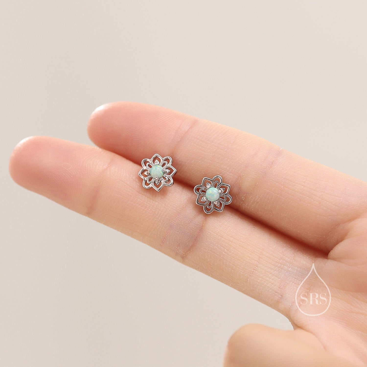 Vintage Style Aqua Opal Stud Earrings in Sterling Silver, Silver or Gold, Lab Opal Earrings, Fire Opal Vintage Insipred Earrings