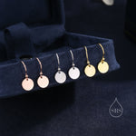 Sterling Silver Disks Drop Hook Earrings, Round Disk Geometric Earrings, Gold or Silver or Rose Gold, Dainty and Delicate