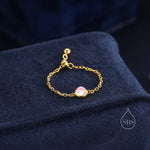 Round Moonstone Soft Chain Ring