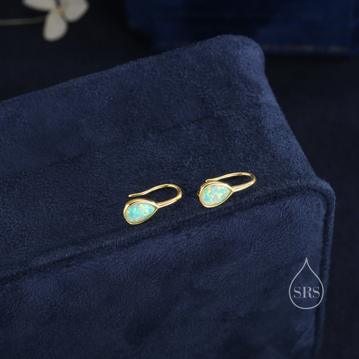 Green Opal Droplet Hook Earrings
