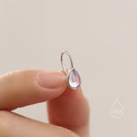 Moonstone Droplet Drop Hook Earrings in Sterling Silver, Droplet Opal Drop Earrings, Pear Shape Lab Moonstone Earrings, Moonstone Earrings