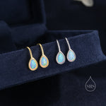 White Opal Droplet Drop Hook Earrings in Sterling Silver, Droplet Opal Drop Earrings, Pear Shape Opal Earrings, Opal Dangle Earrings