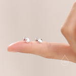 Tiny Hexagon Barbell Earrings in Sterling Silver, Silver or Gold, Screw Back Black Hexagon Earrings, Screwback Earrings
