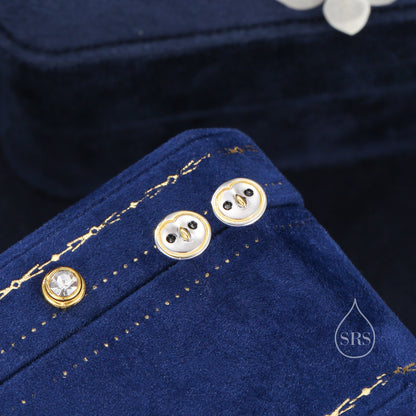 Cute Barn Owl Face Stud Earrings in Sterling Silver, Owl Bird Earrings, Nature Inspired Animal Earrings