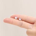 Sterling Silver 6mm Moonstone Stud Earrings, Tiny Lab Moonstone Earrings, Moonstone Stud