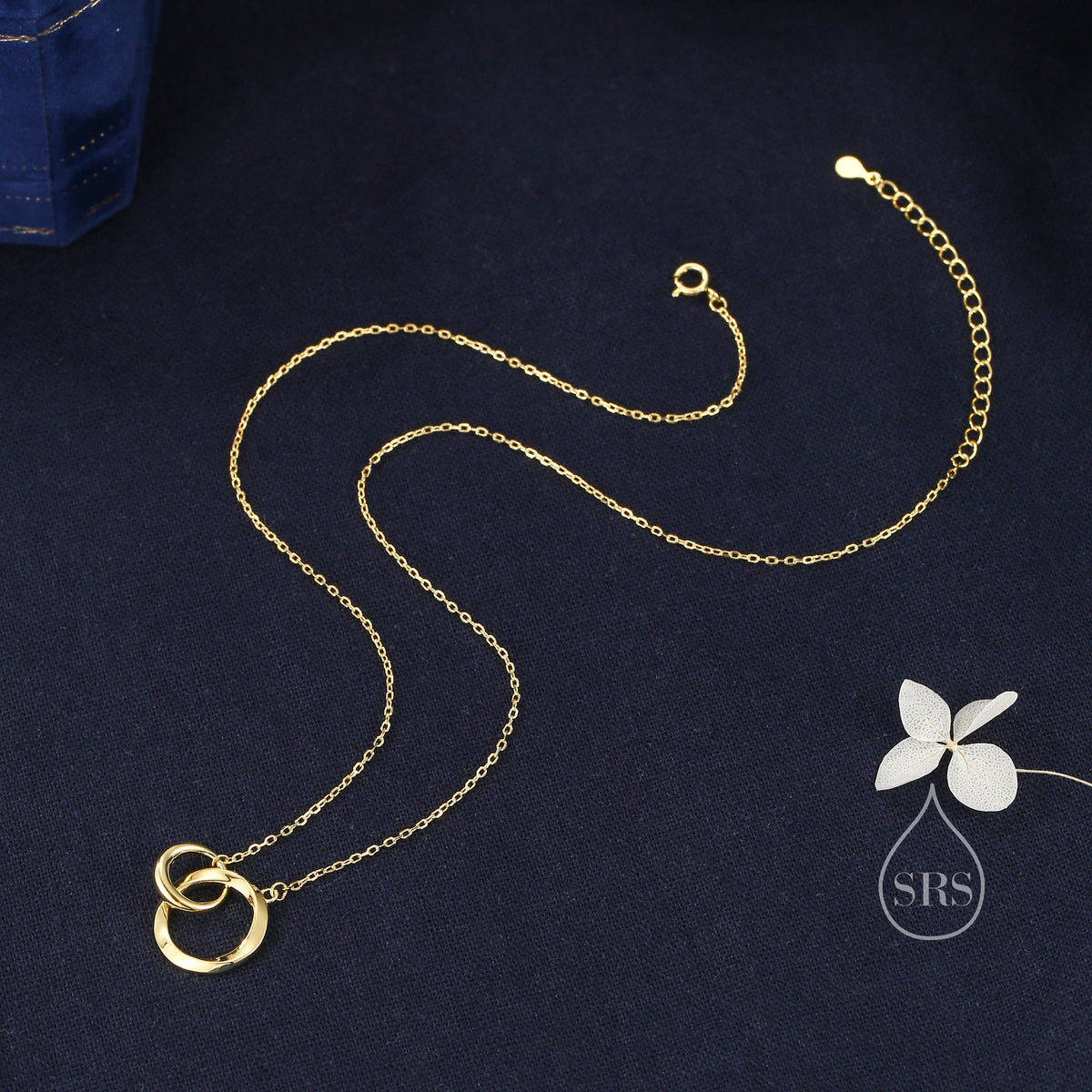 Double Mobius Circle Necklace in Sterling Silver, Silver or Gold or Rose Gold, Interlinking Mobius Strip Necklace, Interlocking Ring