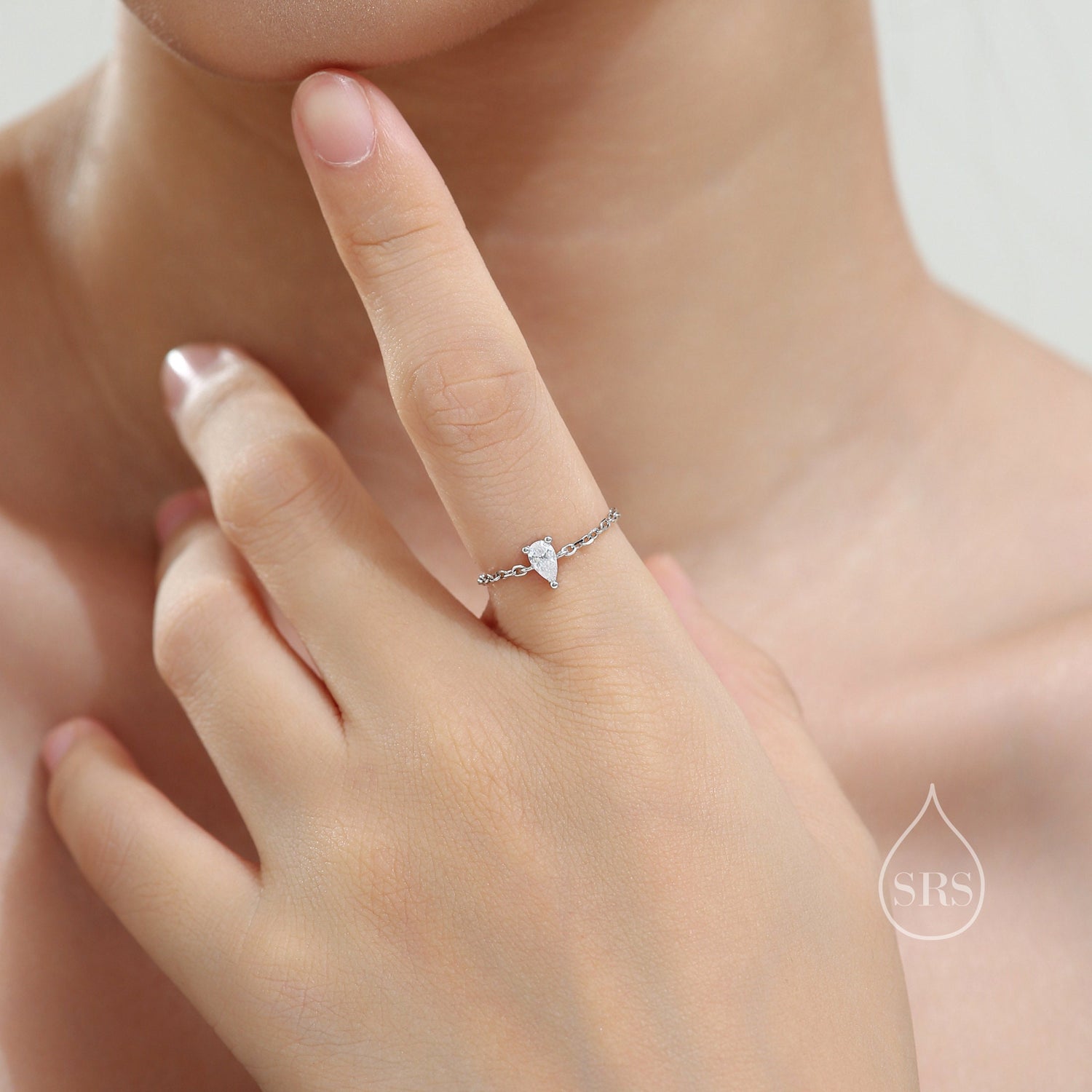 Pear Cut CZ Soft Chain Ring