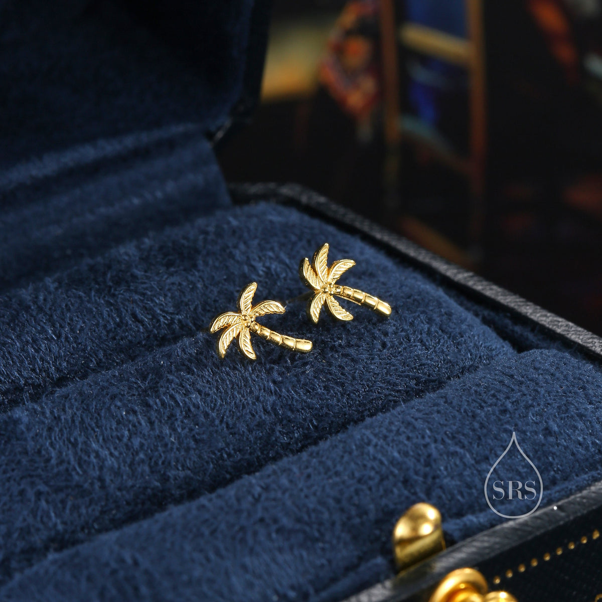 Sterling Silver Tiny Palm Tree Stud Earrings Earrings, Silver or Gold or Rose Gold, Small Palm Tree Earrings, Coconut Tree Stud