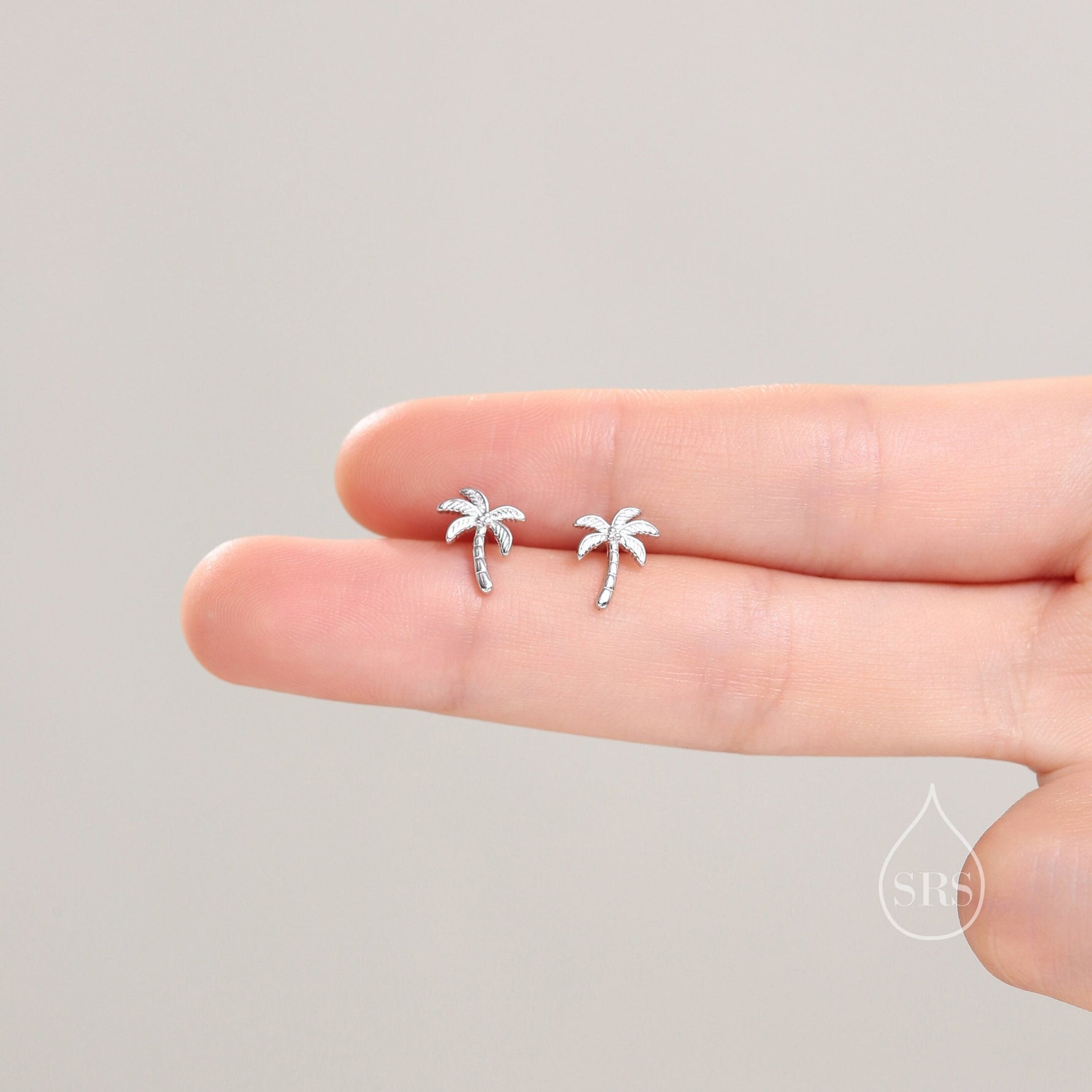 Sterling Silver Tiny Palm Tree Stud Earrings Earrings, Silver or Gold or Rose Gold, Small Palm Tree Earrings, Coconut Tree Stud