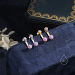 Purple Opal Ear Jacket in Sterling Silver, Silver or Gold, Lab Purple Opal Bezel Earrings, Front and Back Earrings