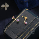 Purple Opal Ear Jacket in Sterling Silver, Silver or Gold, Lab Purple Opal Bezel Earrings, Front and Back Earrings