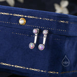 Purple Opal Ear Jacket in Sterling Silver, Silver or Gold, Lab Purple Opal Bezel Earrings, Front and Back Earrings