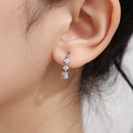 Hydangea Flower Motif Hoop Earrings in Sterling Silver, Silver, Gold, CZ Flower Hoops