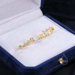 Hydangea Flower Motif Hoop Earrings in Sterling Silver, Silver, Gold, CZ Flower Hoops