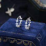 Hydangea Flower Motif Hoop Earrings in Sterling Silver, Silver, Gold, CZ Flower Hoops