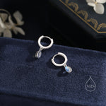Sterling Silver Dangling Oval Moonstone Hoop Earrings, Lab Moonstone Charm Dangle Hoop Earrings, Silver or Gold