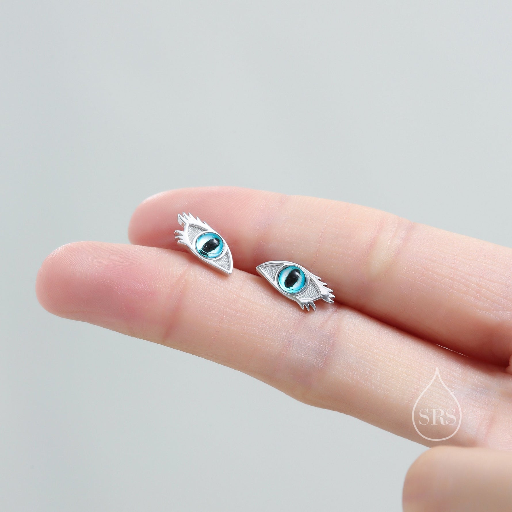 Evil Eye Stud Earrings in Sterling Silver, Silver or Gold, Eye Earrings, Blue Eye Earrings