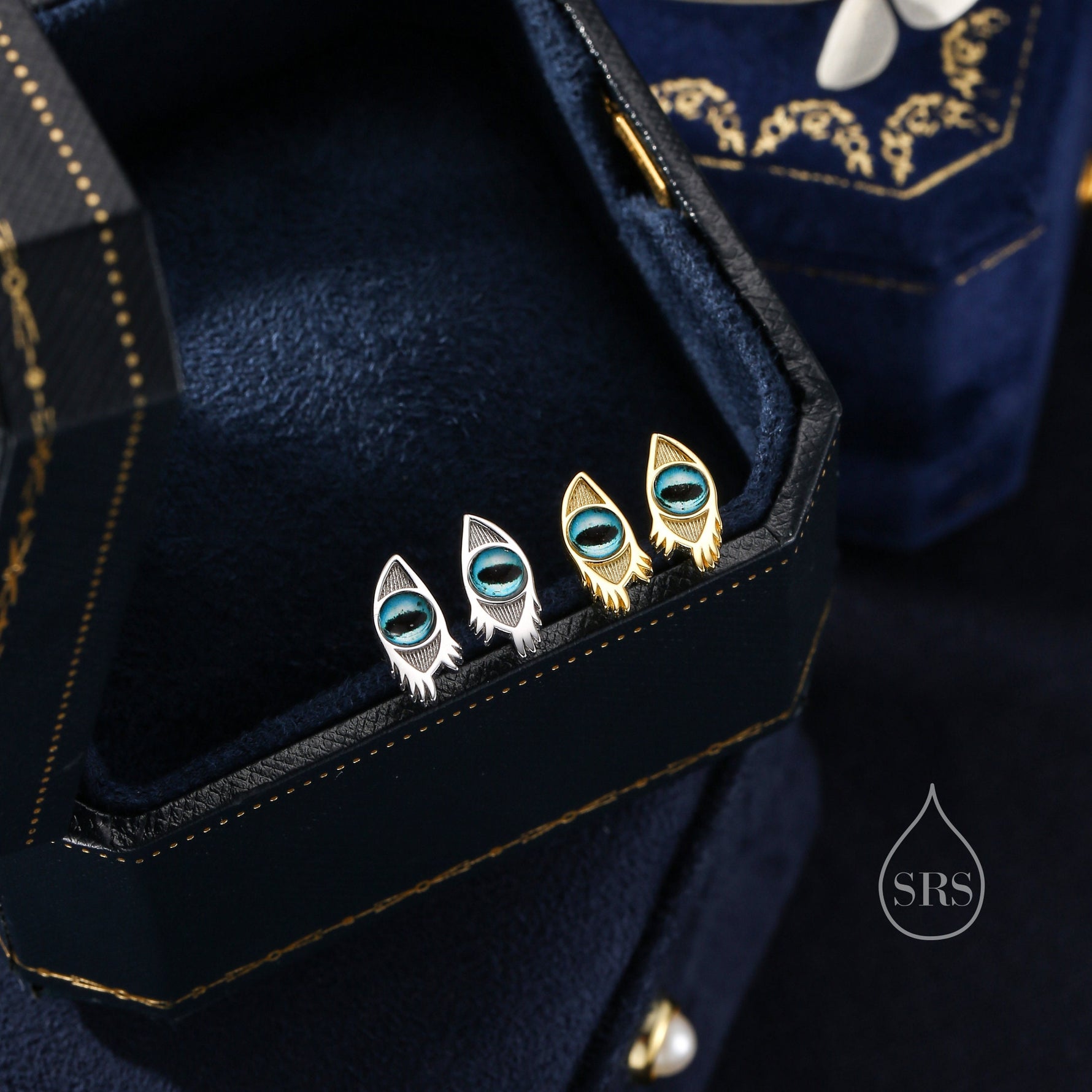Evil Eye Stud Earrings in Sterling Silver, Silver or Gold, Eye Earrings, Blue Eye Earrings