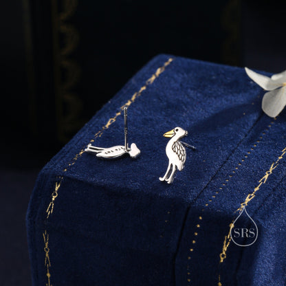 Sterling Silver Shoebill Stud Earrings, Cute Shoe Bill Stork Stud Earrings, Fun and Quirky Shoebill Jewellery