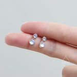 Double Moonstone Dangle Earrings in Sterling Silver, Silver or Gold, Lab Moonstone Bezel Earrings, Two Moonstone Earrings
