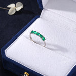 Natural Green Onyx Half Infinity Ring in Sterling Silver, Adjustable Size, Green Onyx Ring, Green Onyx Prong Ring